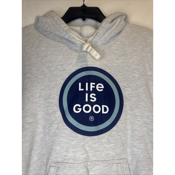 LIFE IS GOOD Women’s Gray Spread Good Vibes Hooded Sweatshirt Sz L Hoodie - Picture 2 of 9